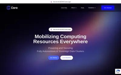 Website screenshot of Cere Network (2026-05-20)