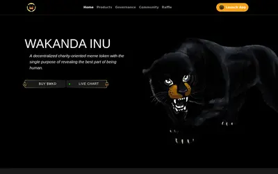 Website screenshot of Wakanda Inu (2026-04-25)