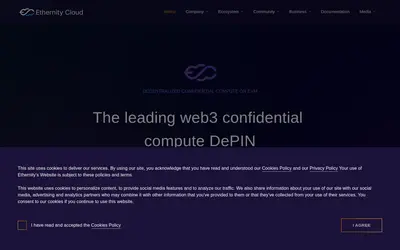 Website screenshot of Ethernity CLOUD (2026-05-20)