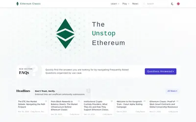 Website screenshot of Ethereum Classic (2026-04-26)