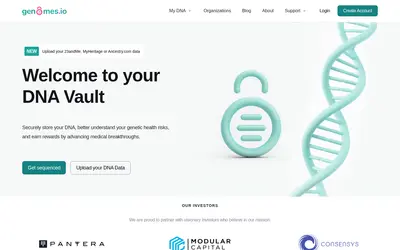 Website screenshot of GenomesDAO (2026-05-21)
