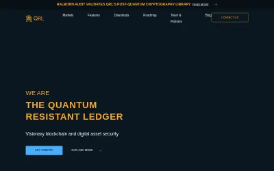 Website screenshot of Quantum Resistant Ledger (2026-06-04)