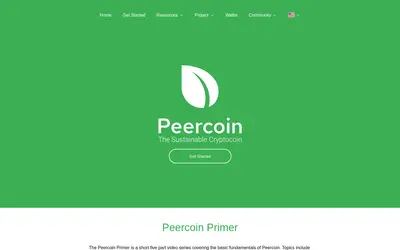 Website screenshot of Peercoin (2026-05-22)