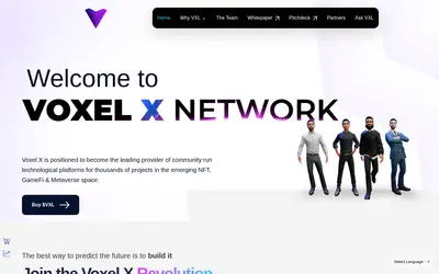 Website screenshot of Voxel X Network (2026-05-21)