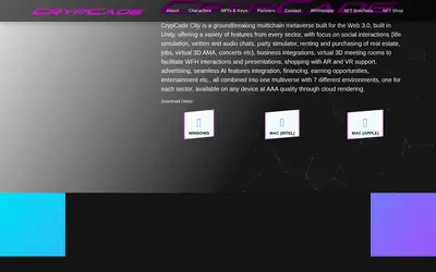 Website screenshot of CrypCade Shares (2026-04-19)