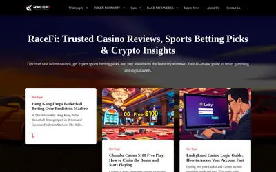 Website screenshot of RaceFi (2026-04-25)