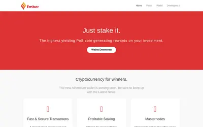 Website screenshot of EmberCoin (2026-05-20)