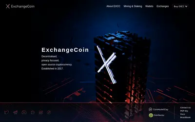 Website screenshot of ExchangeCoin (2026-05-20)