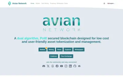 Website screenshot of Avian Network (2026-04-26)