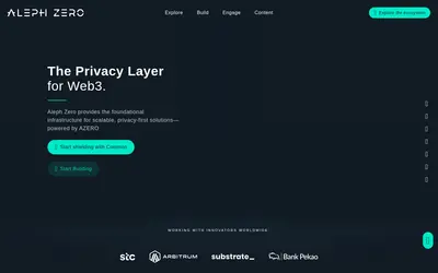 Website screenshot of Aleph Zero (2026-05-22)