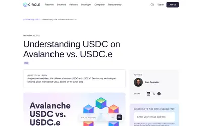 Website screenshot of USD Coin Avalanche Bridged (USDC.e) (2026-05-20)