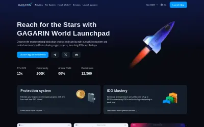 Website screenshot of GAGARIN (2026-05-30)