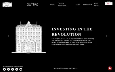 Website screenshot of Cult DAO (2026-05-21)