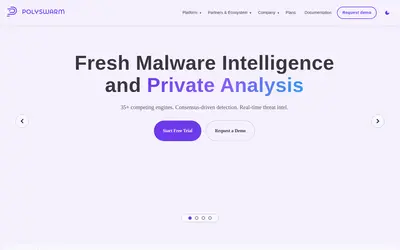 Website screenshot of PolySwarm (2026-05-19)