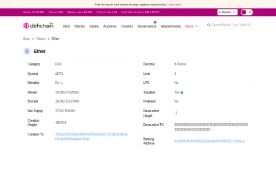 Website screenshot of DFI Ether (2026-05-30)