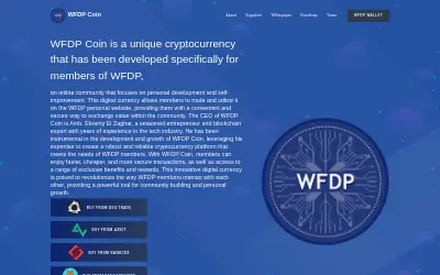 Website screenshot of WFDP Coin (2026-05-24)
