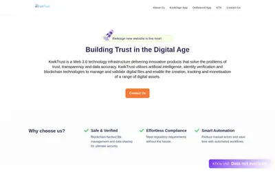 Website screenshot of KwikTrust (2026-04-23)