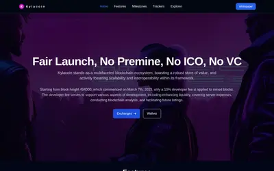 Website screenshot of Kylacoin (2026-04-23)