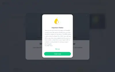 Website screenshot of PearDAO (2026-05-30)