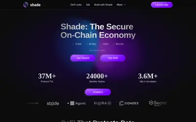Website screenshot of Shade Protocol (2026-04-25)
