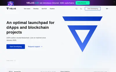 Website screenshot of Wrapped Velas (2026-04-25)