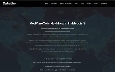 Website screenshot of MedCareCoin (2026-05-21)