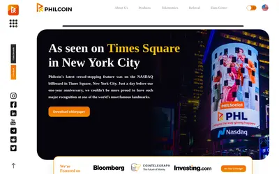 Website screenshot of Philcoin (2026-05-20)