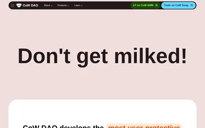 Website screenshot of CoW Protocol Token (2026-04-25)