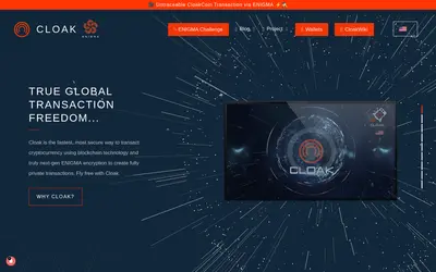 Website screenshot of CloakCoin (2026-05-20)