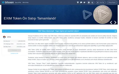 Website screenshot of Vanspor Token (2026-05-19)