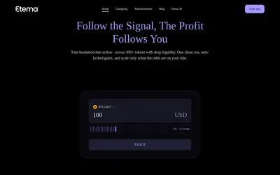 Website screenshot of Eterna Hybrid Exchange (2026-05-22)