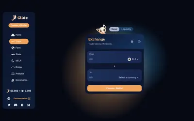 Website screenshot of Glide Finance (2026-05-20)