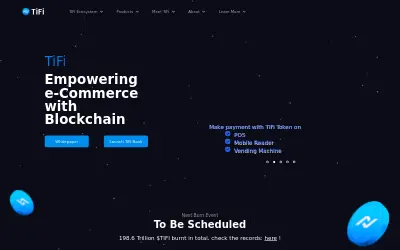 Website screenshot of TiFi Token (2026-05-24)