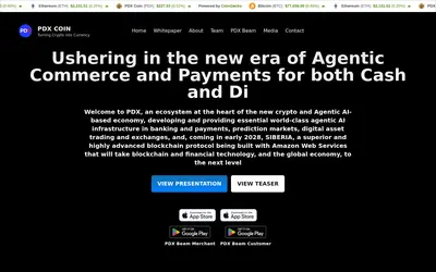 Website screenshot of PDX Coin (2026-05-21)