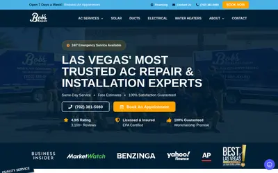 Website screenshot of Bob's Repair (2026-05-20)