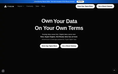 Website screenshot of Itheum (2026-05-31)