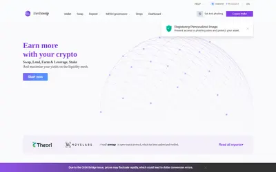 Website screenshot of Meshswap Protocol (2026-04-25)