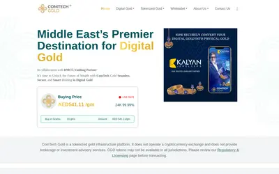 Website screenshot of Comtech Gold (2026-05-22)