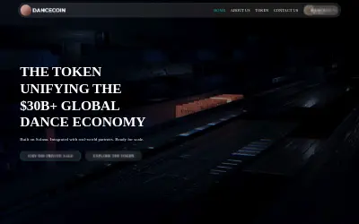 Website screenshot of DANCE coin (2026-05-31)