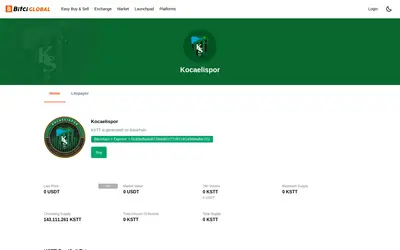 Website screenshot of Kocaelispor Fan Token (2026-05-20)