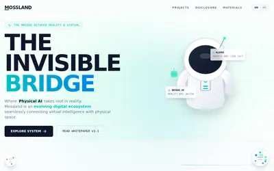Website screenshot of Mossland (2026-05-21)