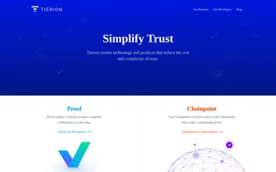 Website screenshot of Tierion (2026-05-20)
