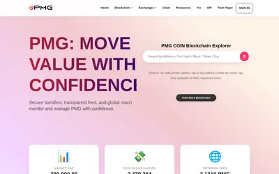 Website screenshot of PMG Coin (2026-05-22)