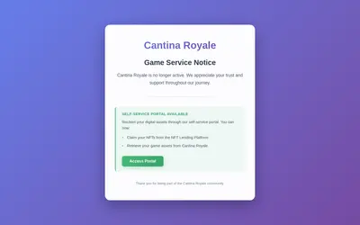 Website screenshot of Cantina Royale (2026-04-25)