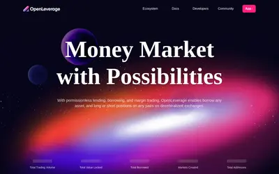 Website screenshot of OpenLeverage (2026-04-22)