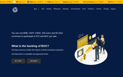 Website screenshot of BOCOIN (2026-05-20)