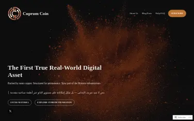 Website screenshot of Cuprum Coin (2026-05-31)