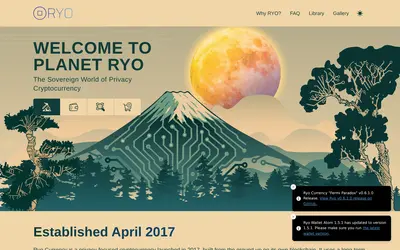 Website screenshot of Ryo Currency (2026-05-21)