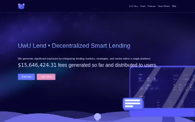 Website screenshot of UwU Lend (2026-05-31)