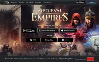 Website screenshot of Medieval Empires (2026-05-31)